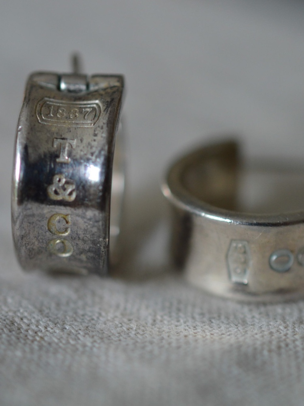 Tiffany & Co. 1837 Concave Hoop Earrings 925 Sterling Silver Authentic